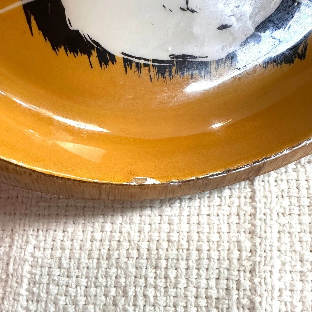 Cat Face Mango Wood Trinket‎ Bowl Dish Catchall Dish Danica Studio Yellow